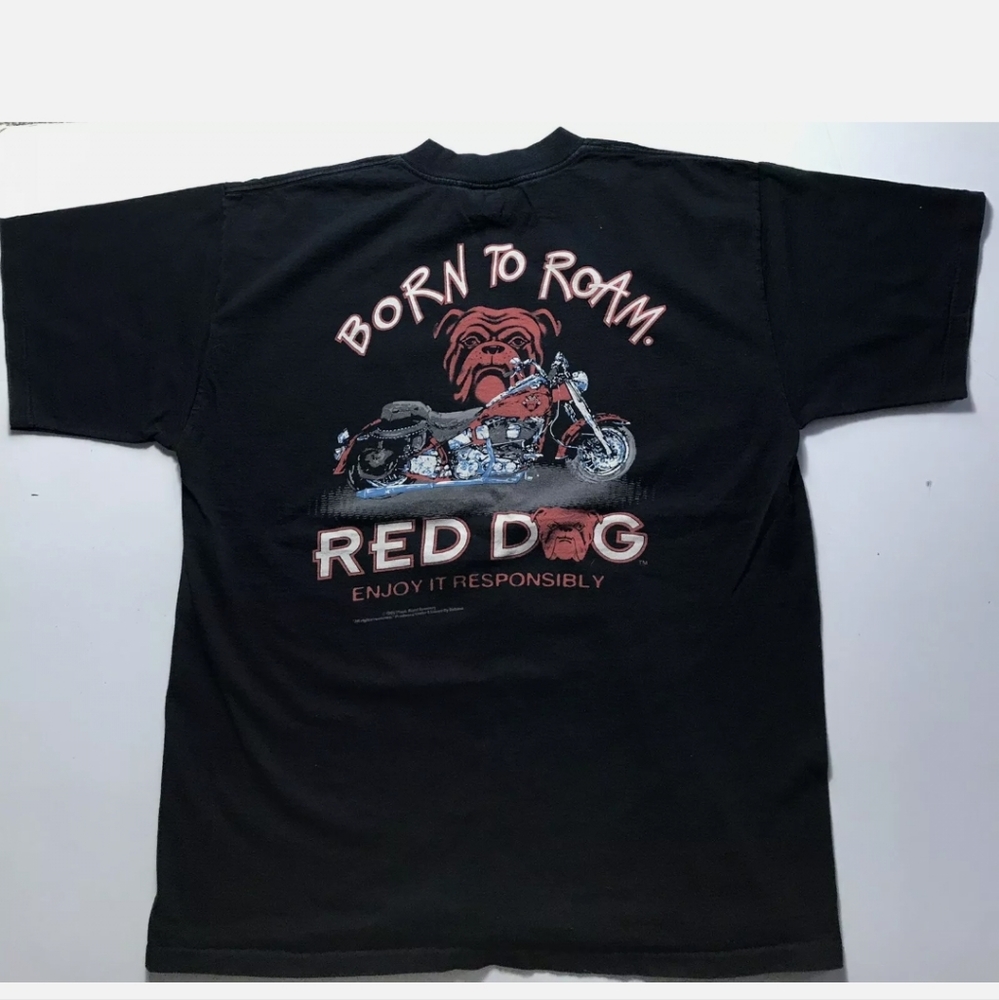 Vintage 90s Red Dog Beer Brewing Company Motorcycle Shirt Size XL